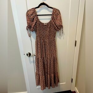 Tiered Floral Puff Sleeve Maxi Dress